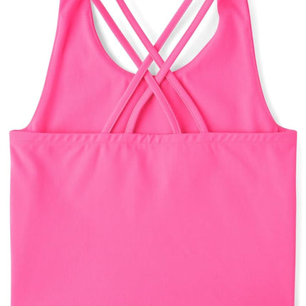 The Children's Place Girls' Atheletic Sleeveless Tank Tops, Neon Peony, XX-Large