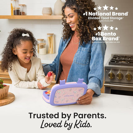 Bentgo® Kids Prints Leak-Proof, 5-Compartment Bento-Style Kids Lunch Box - Ideal Portion Sizes for Ages 3 to 7 - BPA-Free, Dishwasher Safe, Food-Safe Materials (Carousel Unicorns)