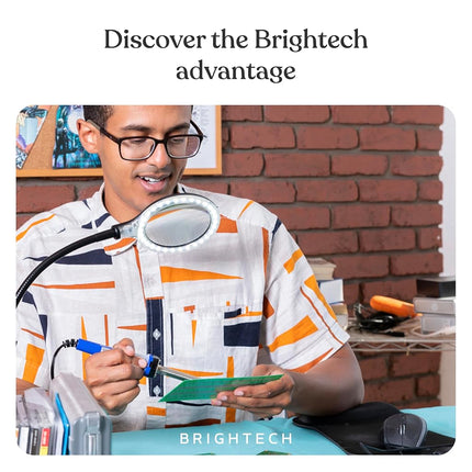 Brightech LightView Pro Flex 2 en 1: Lupa de 2.25 aumentos con luz LED brillante - Lámpara con lupa con base de soporte y abrazadera - Para lectura, pintura, costura y manualidades de aguja, puzles y aficionados a los hobbies
