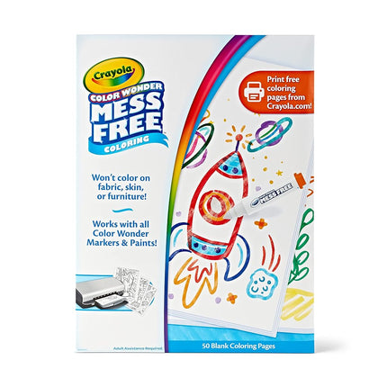 CRAYOLA Color Wonder Mess Free Coloring, Blank Coloring Pages, 50 Count, Printable Page Refill Set, Small