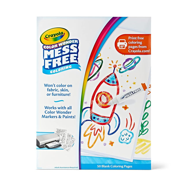 CRAYOLA Color Wonder Mess Free Coloring, Blank Coloring Pages, 50 Count, Printable Page Refill Set, Small