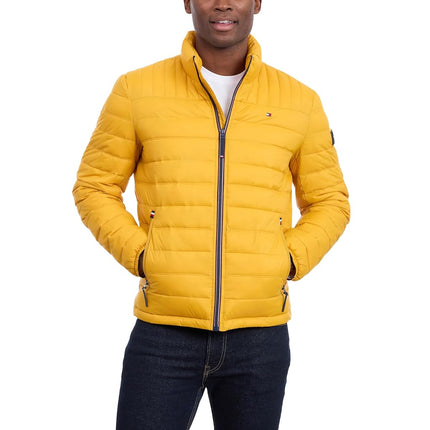 Tommy Hilfiger Men's Lightweight Down Alternative Packable Puffer Jacket Coat, Yellow Gold, 4X