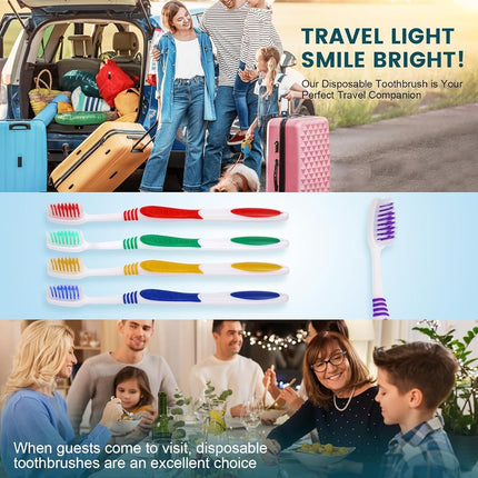 Navona 300 PCS Bulk Disposable Toothbrush Pack, Premium Individually Wrapped, Soft Bristles for Adults or Kids, Ergonomic Handle, Perfect for Travel, Hotel, Donation