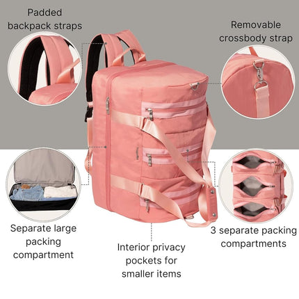 Baggallini MultiZip Convertible Duffel - Lightweight 15x12x12 Inch Travel Backpack Duffel Crossbody Bag for Women, Terracotta Color Block, One Size