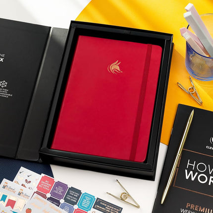 Clever Fox Planner Premium Edition - Luxurious Weekly & Monthly Planner to Increase Productivity and Hit Your Goals - Organizer - Undated, Start Anytime, A5, Lasts 1 Year, Wine Red (Weekly)
