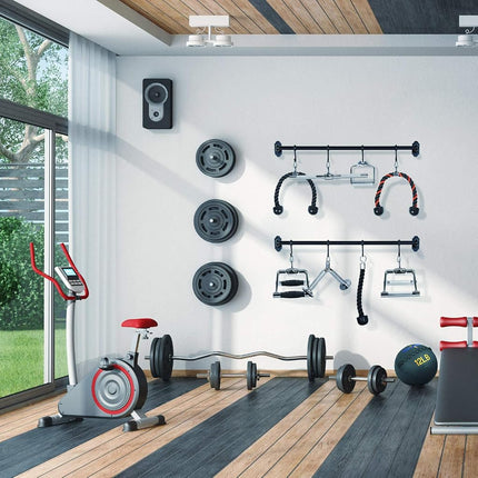 Yes4All Combo Cable Machines Accessories, Double D Row Handle with Tricep Rope, V Bar and Straight Bar, Cable Attachment for Home Gym (Tricep Rope, V Bar, Straight Bar)