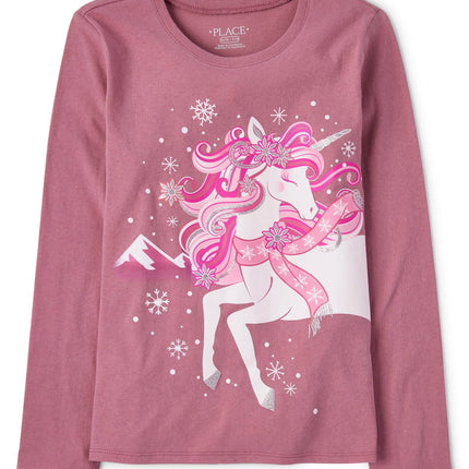 The Children's Place Girls' Unicorn Long Sleeve Gr