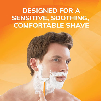 BIC Sensitive Disposable Razors for Men, Long-Lasting 1 Blade Razors for Sensitive Skin, 52 Count Shaving Razors Orange