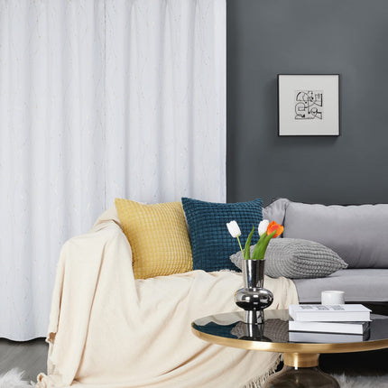 Deconovo Blackout Curtains Golden Wave Line with Dots Grommet Blackout Printed Curtains for Bedroom 42 x 84 Inch Silver Grey 2 Panels