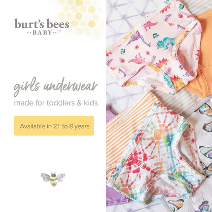Burt's Bees Baby Toddler Girls' Underwear, Organic Cotton Panties, Tag-Free Comfort Briefs, Pack of 5, Puppies & Rainbows, 2-3T