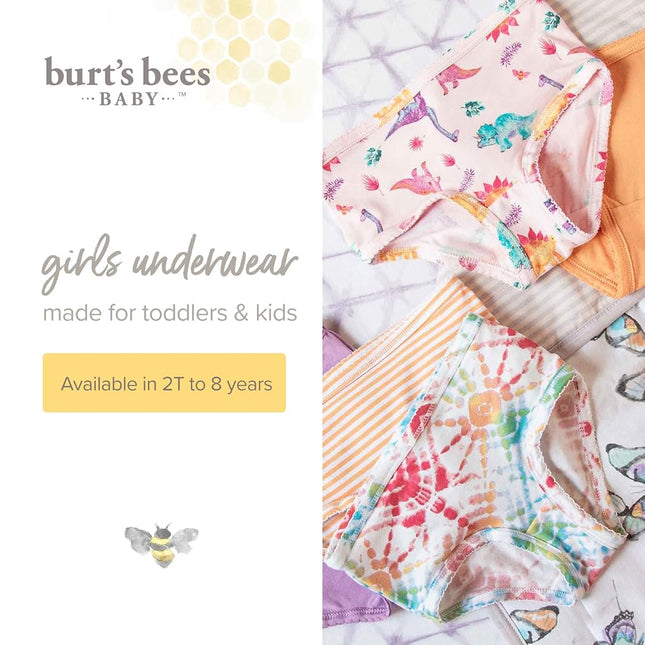 Burt's Bees Baby Baby Toddler Girl Underwear, Organic Cotton, Pack of 5, Floral Guitars, 5T