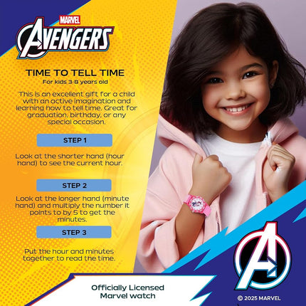 Marvel Girl's Super Hero' Quartz Plastic and Nylon Watch, Color:Pink (Model: WMA000310)