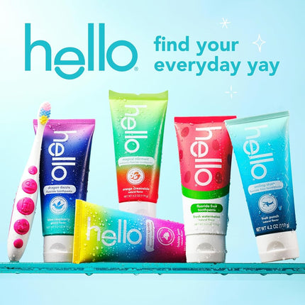 hello Dragon Dazzle Blue Raspberry Kids Toothpaste, Fluoride Toothpaste, Ages 2+, No Artificial Sweeteners, No SLS, Gluten Free, Vegan, Pack of 3, 4.2 OZ Tubes