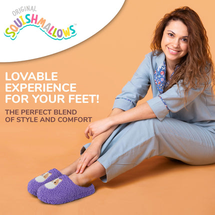 Squishmallows Kids Slippers and Womens Slippers Gifts for Women Extra Cozy Fuzzy House Slippers Slip On, Purple, 13-14 Little Kid