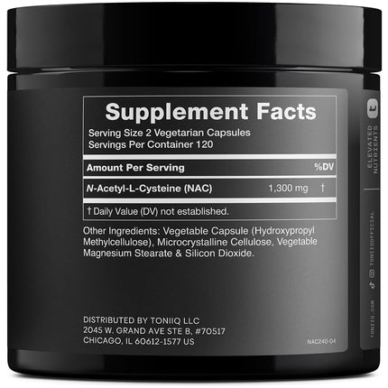 1300mg Ultra High Strength NAC Capsules - Min. 98%+ Tested Purity - Highly Bioavailable NAC Supplement - 240 Vegetarian Capsules
