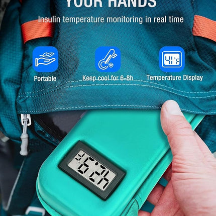 LengKe EVA Insulated Cooler Travel Case for Zepbound Injector Pens, 2 TSA Approved Ice Pack, Real-Time Temperature Display, Medication Cooler for Travel & Daily Use