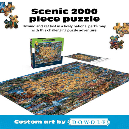Buffalo Games - Dowdle - Mapa de Parques Nacionales - Rompecabezas de 2000 Piezas para Adultos - Rompecabezas Desafiante Perfecto para Noches de Juego - El tamaño final es 38.50 x 26.50