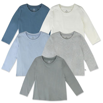 HonestBaby Unisex Baby Multipack Long Sleeve T-Shirts Tee 100% Organic Cotton, 5-Pack Prep School Rebel Boy, 5T