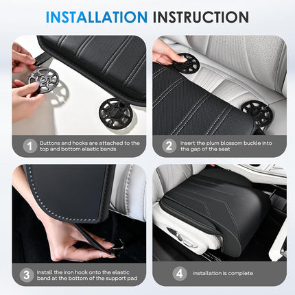 FLORICH Car Seat Extender Leg Support Cushion for Driver Seats Office Chair, Leather Memory Foam Widened seat Cushion for Long Drivers Universal Car Seat Cushion Legs Rest Pads-Black1