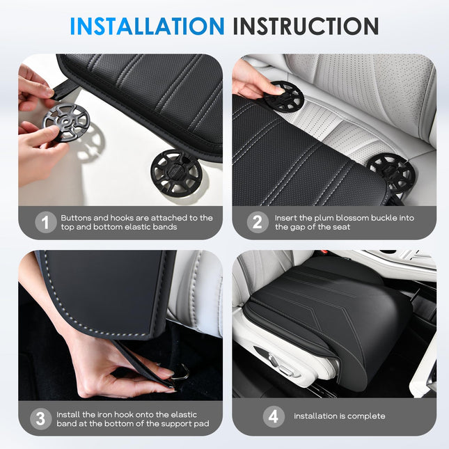 FLORICH Car Seat Extender Leg Support Cushion for Driver Seats Office Chair, Leather Memory Foam Widened seat Cushion for Long Drivers Universal Car Seat Cushion Legs Rest Pads-Black1