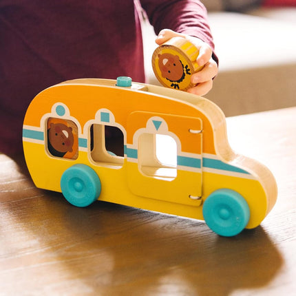 Melissa & Doug GO Tots Wooden Toy Race Bus (1 Bus, 3 Discs) with Collectible Characters | Wooden Toy for Infants | Developmental Toy for Toddlers | 0+| Gift for Baby Boys or Baby Girls - FSC Certified