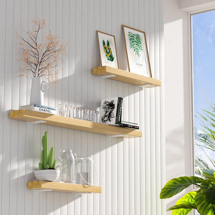 Heavy Duty Shelf Brackets 4 Inch (1/5") Thick, 6 Pack Floating Hidden Brackets, Rustic Industrial with Modern Iron Finish (White)