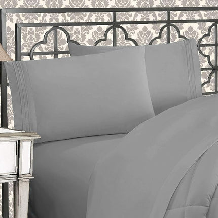 Elegant Comfort 1500 Thread Count Wrinkle & Fade Resistant Egyptian Quality Microfiber Ultra Soft Luxurious 4-Piece Bed Sheet Set with Deep Pockets, California King, Silver