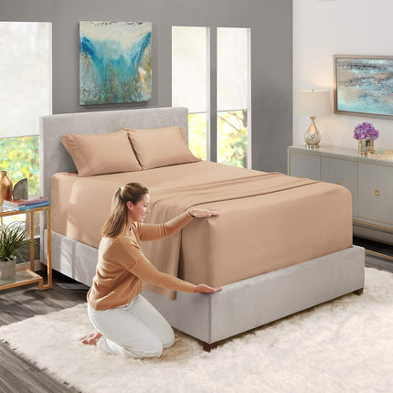 Nestl Twin Bed Sheet Set - Taupe - 3-Piece Extra Deep Pocket