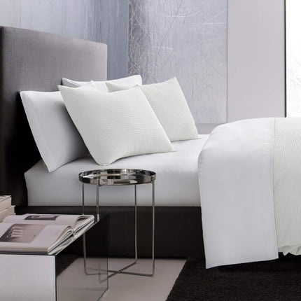 Vera Wang - Queen Duvet Cover Set, Luxury Cotton Bedding with Button Closure, Includes Matching Shams (Waffle Pique White, Queen)