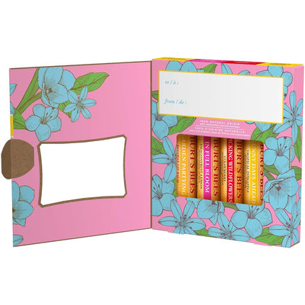 Burt's Bees Lip Balm Gift Set, Beeswax, Strawberry, Tropical Pineapple, Dragonfruit Lemon, In Full Bloom, 4x4.25g