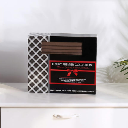 Elegant Comfort Luxurious Microfiber GIFT BOX 4-Piece Bedding Sheet Set, Breathable, Soft 1500 Premium Hotel Quality, Deep Pocket and Easy Fit, California King, Chocolate