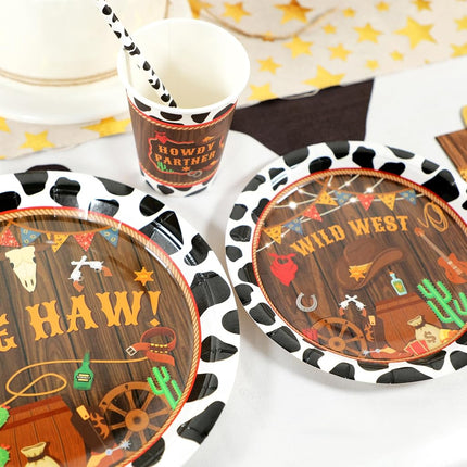 Recheel Cowboy Party Decorations Plates Set, Western Themed Party Supplies