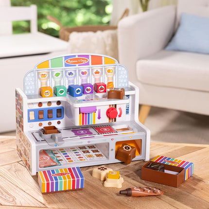Melissa & Doug Wooden Chocolate Factory Pretend Play Set, Play Food Candy Maker for Boys and Girls, 14.05 x 7.7 x 7.65 - FSC Certified