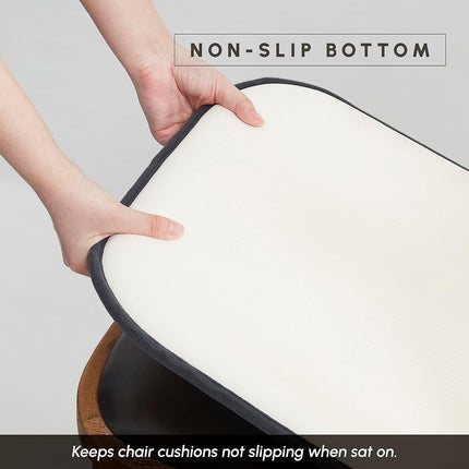 Elegant Comfort 4 Pack Chair Cushion Covers - Skid-Proof Rubber Backing - 16 x 16 Inch - Thick Dining Square Shape Seat Covers - Comfortable Textured Chair Pads with Ties - Honeycomb Pattern, Gray