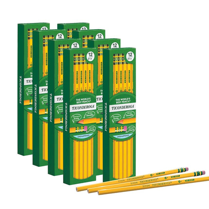 Ticonderoga Dixon Wood-Cased #2 HB Pencils, 8 Boxes, 96 Pencils Total, Yellow (13872)