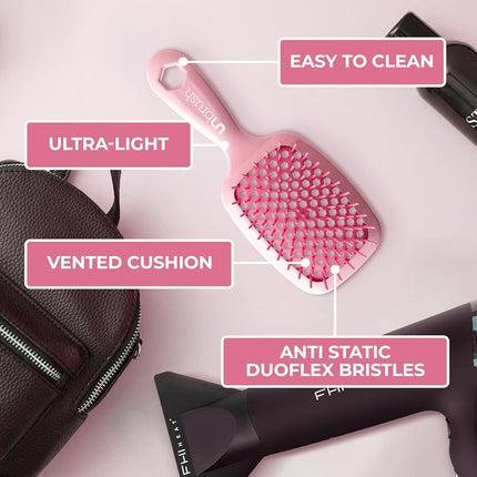 FHI HEAT UNbrush and UNbrush MINI Wet & Dry Vented Detangling Hair Brush, Peony Light Pink