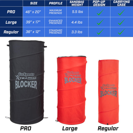 GoSports XTRAMAN PRO 46 pulgadas XL Pop Up Defender 3 unidades, muñeco de bloqueo multideporte de alta resistencia, equipo de entrenamiento para baloncesto, fútbol, fútbol americano y más