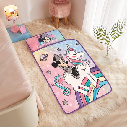 Disney Minnie Mouse Super Soft Toddler Quilted Nap Mat with Built in Pillow, 26"x46"