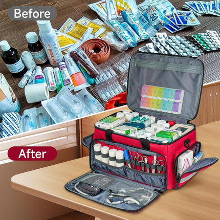 LEFOR·Z Medical Bag, Empty First Aid Storage Tote with Detachable Divider, Medical Supplies Bag for Nursing Student, Therapist, Doctors