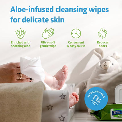 Medline AloeTouch Quilted Heavyweight Personal Cleansing Cloth Wipes, 576 Count, Unscented, 8 x 12 inch Adult Large Incontinence Wipes