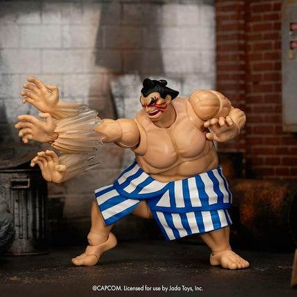 Jada Street Fighter II E. Honda Action Figure – 1:12 Deluxe Scale Toys – 6" Tall, Fully Articulated, Collector Packaging