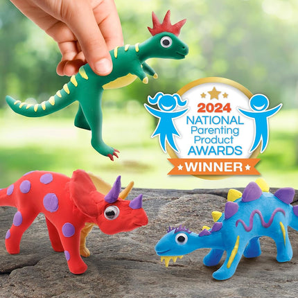 NATIONAL GEOGRAPHIC Clay Dinosaur Craft Kit – Dinosaur Arts & Crafts for Kids with 5 Colors of Air Dry Clay, 5 Dino Skeletons, Googly Eyes, Sculpting Tool, STEM Activity for Boys & Girls