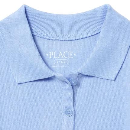 The Children's Place Girls' Pique Polo Dress, SkyBlue, Large