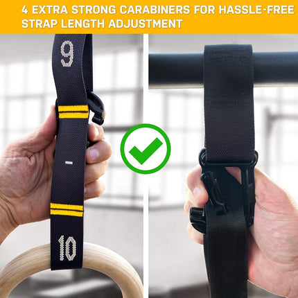 Double Circle Wood Gymnastics Rings with Quick Adjust Numbered Straps and Exercise Videos Guide - Full Body Workout Rings, Calisthenics, Home Gym