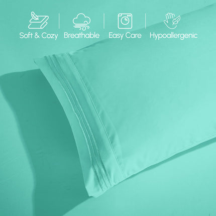Elegant Comfort Luxurious 1500 Premium Hotel Quality Microfiber 4-Piece Sheet Set, 18-24 Inches Deep - Extra Deep Pocket Sheets - Ultra Soft 4PC Deep Pocket Sheets, King, Paradise Teal