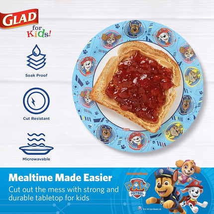 Glad for Kids Paw Patrol Paper Plates | Disposable Paw Patrol Plates for Kids | Heavy Duty Disposable Soak Proof Microwavable Paper Plates for All Occasions Core Pups Blue 7" Round Plates 200 ct