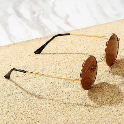 Gafas de sol polarizadas pequeñas redondas Pro Acme para hombres y mujeres, estilo retro, con montura de metal, UV400, C6 - Marco dorado/Lente marrón, Pequeñas