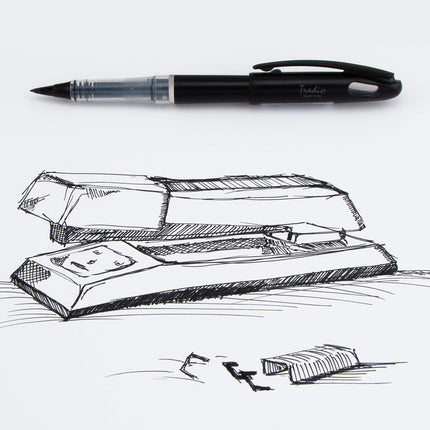 Pentel ARTS TRADIO STYLO Sketch, tinta negra, 1 unidad (paquete de 1)