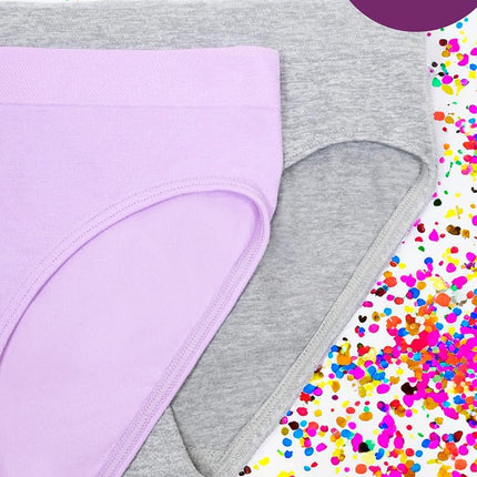 Fruit of the Loom Girls' Stretch Seamless Bikini Briefs, Stellar Orchid/Grey Heather, Large