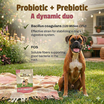 Pet Naturals Daily Probiotic for Dogs, Duck Flavor, 160 Chews - 120M CFUs Pre and Probiotics for Dogs Digestive Health, Gut Health, Immune Support, Diarrhea, Allergies and Itching